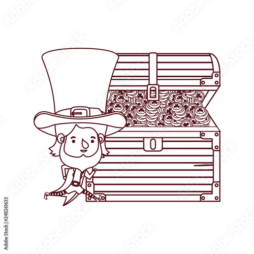 leprechaun with chest and coins character