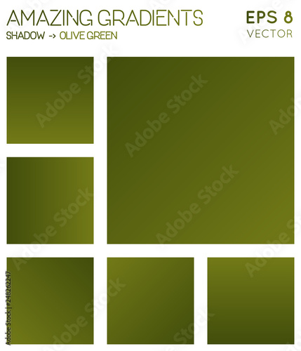 Colorful gradients in shadow, olive green color tones. Actual gradient background, majestic vector illustration.