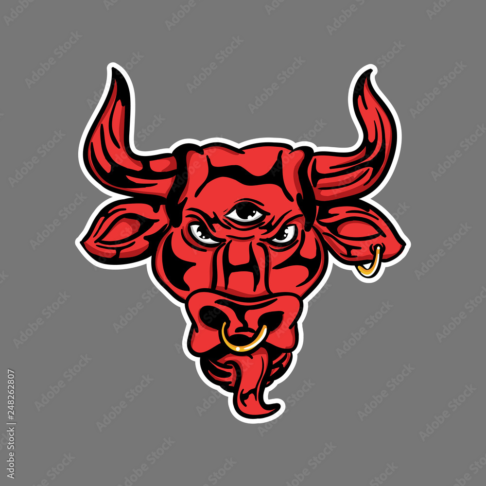 angry red bull head mascot Stock Vector | Adobe Stock