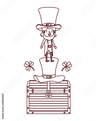 leprechaun with chest and coins character
