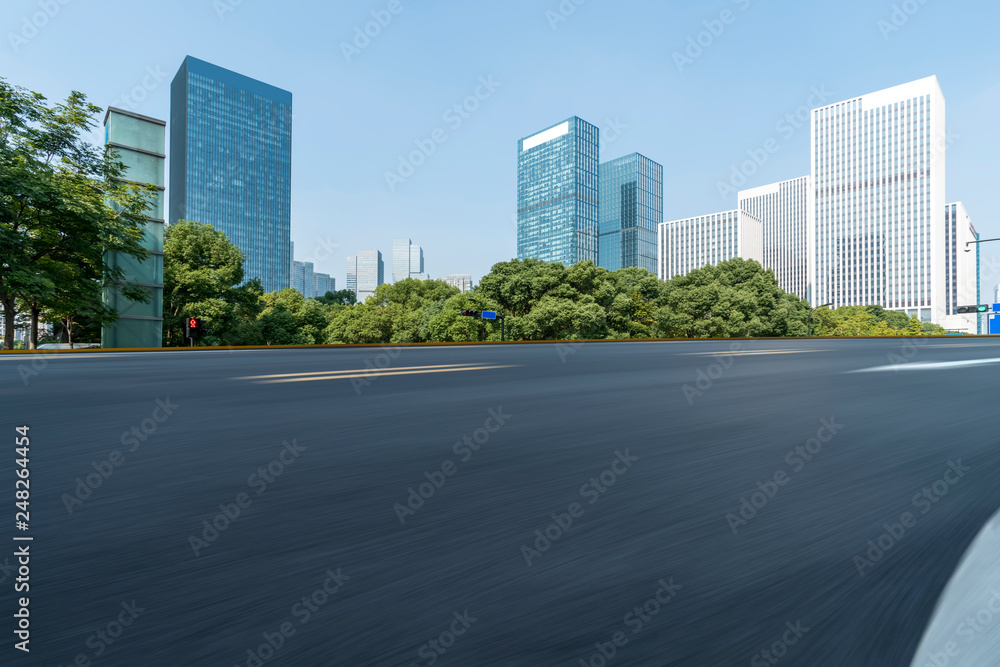 Highway Road and Skyline of Modern Urban Architecture in Hangzhou.. Highway Road and Skyline of Modern Urban Architecture in Hangzhou..