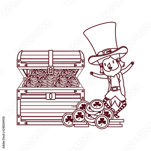 leprechaun with chest and coins character