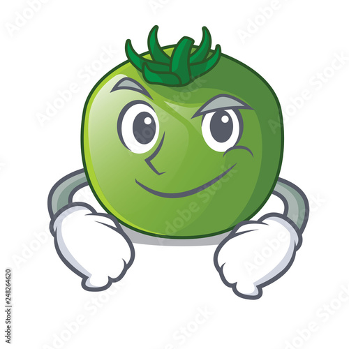 Smirking green tomato with the isolated cartoons