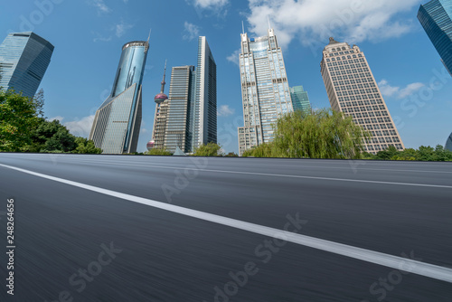 Highway Road and Skyline of Modern Urban Buildings in Shanghai..