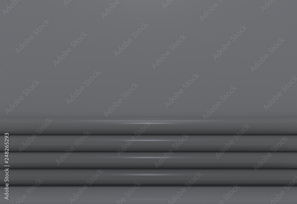 3d rendering. Luxury dark curve panels with copy space gray wall background. 3d rendering. Luxury dark curve panels with copy space gray wall background.