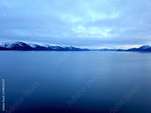 Resurrection bay and Seward Alaska before sunset in the winter © Michael & Tiffany