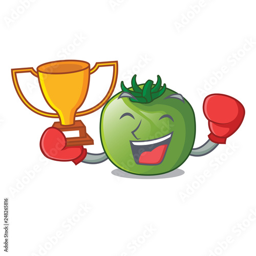 Boxing winner green tomato in shape of mascot