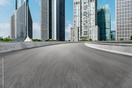 Highway Road and Skyline of Modern Urban Buildings in Shanghai..