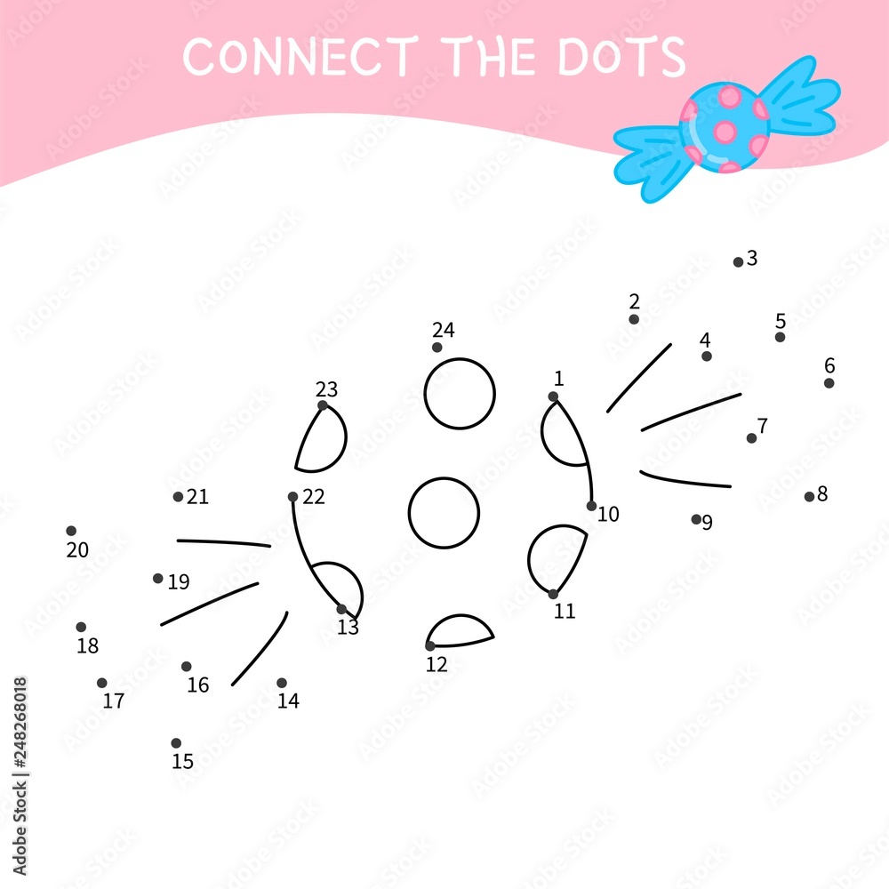 Educational game for kids. Dot to dot game for children. Cartoon cute