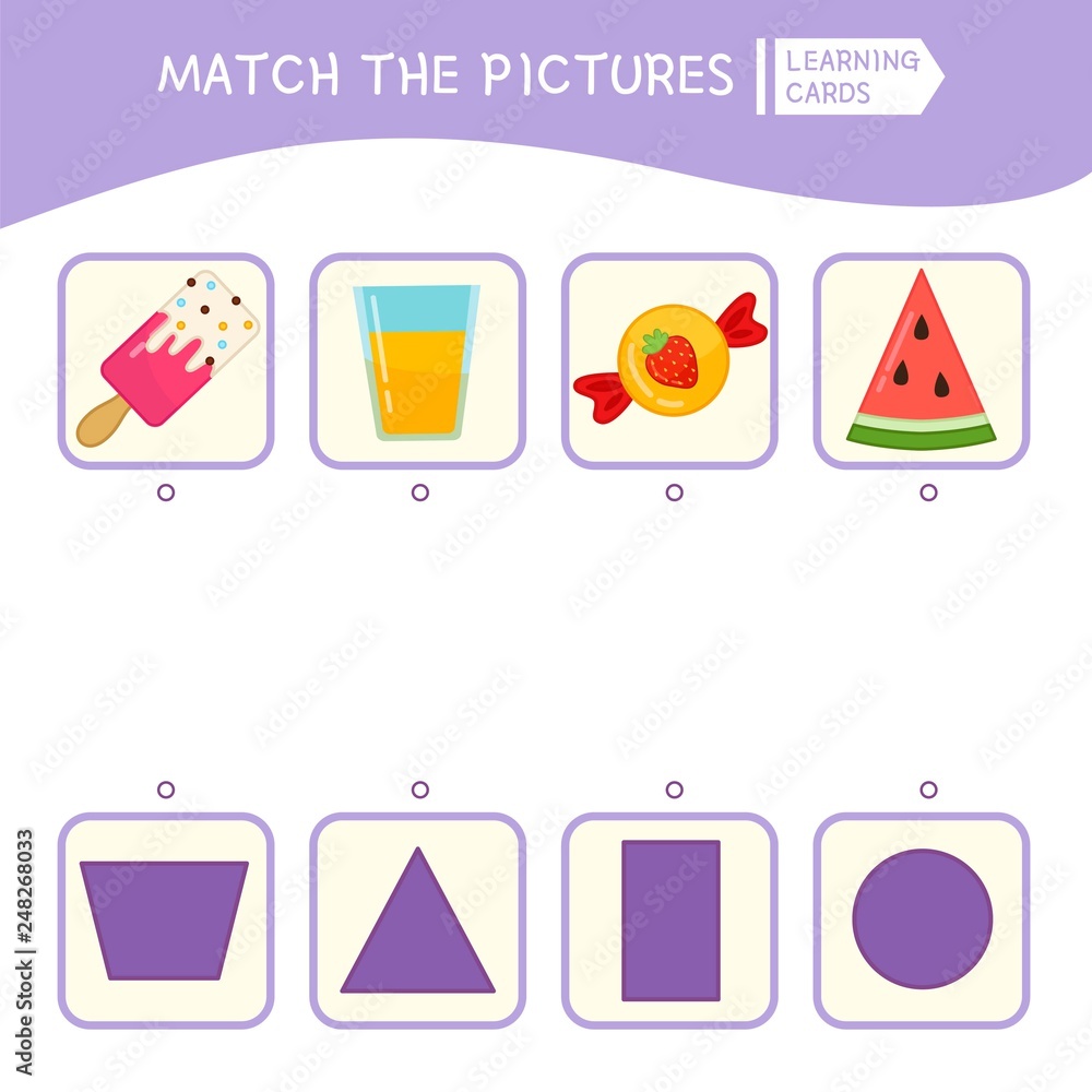 Matching children educational game. Match of objects and geometric ...