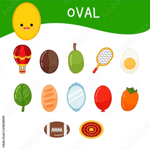  Materials for kids learning forms. A set of objects in the ovalform 
