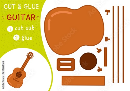 Education paper game for preshool children. Vector illustration. Cartoon guitar. photo
