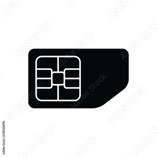 Black solid icon for sim card simcard  photo