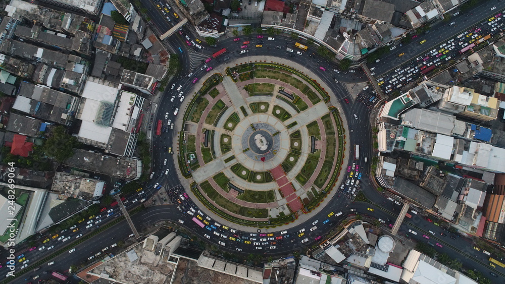 Aerial traffic city in Bangkok