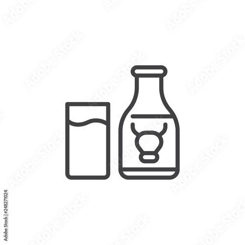 Lactose free milk bottle line icon. linear style sign for mobile concept and web design. Milk allergen outline vector icon. Symbol, logo illustration. Pixel perfect vector graphics