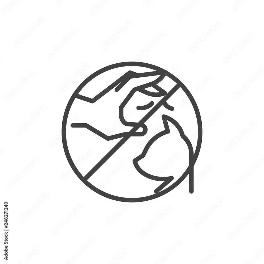 No cat, prohibition line icon. linear style sign for mobile concept and web design. Cat fur, Allergy outline vector icon. Symbol, logo illustration. Pixel perfect vector graphics No cat, prohibition line icon. linear style sign for mobile concept and web design. Cat fur, Allergy outline vector icon. Symbol, logo illustration. Pixel perfect vector graphics