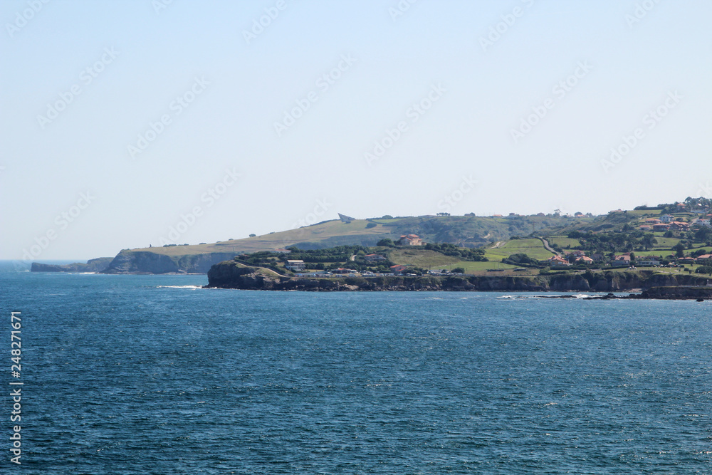Coastline in Gijon, view to cliffs and ocean