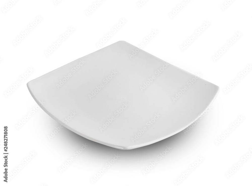Empty white plate on white background Empty white plate on white background