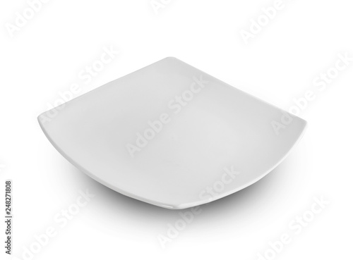  Empty white plate on white background