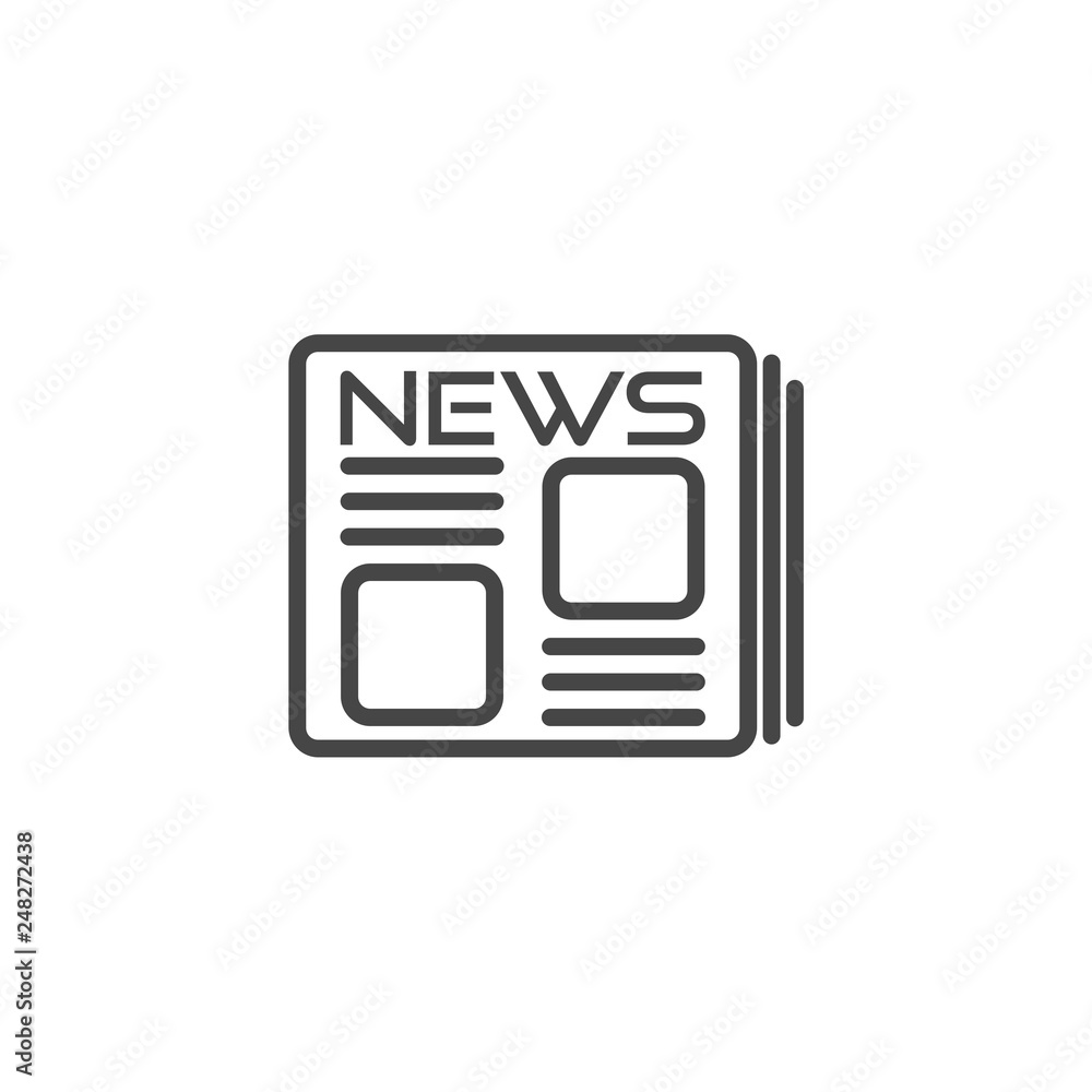 Newspaper icon or logo isolated on white background