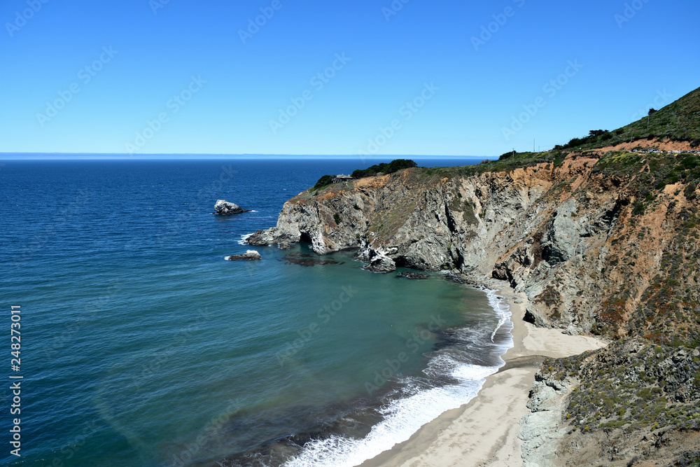 Beautiful seascape along the California State Route One. California, USA