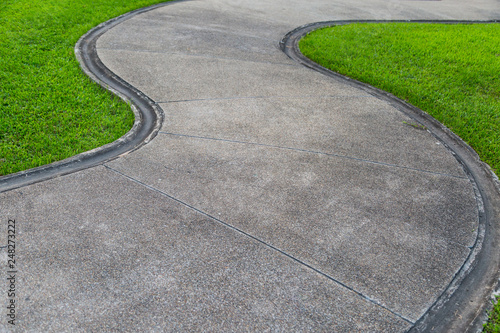 walk way on green grass