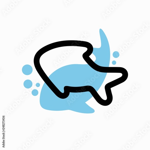 Cute Fish Icon with line concept