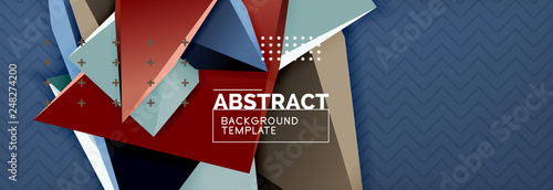 Vector 3d triangular shapes abstract background, origami futuristic template with lines