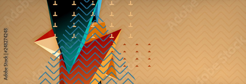 3d triangular shapes geometric background. Origami style pattern with triange shapes for decorative design. Poster design. Line design. Modern presentation template