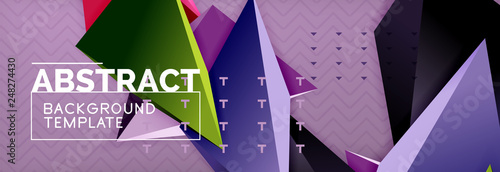 3d triangular shapes geometric background. Origami style pattern with triange shapes for decorative design. Poster design. Line design. Modern presentation template