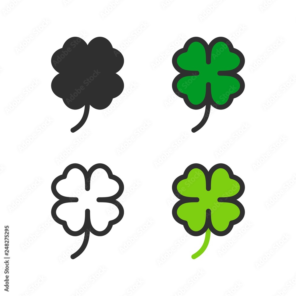 Fototapeta premium Four clover leaves , trefoil - Vector