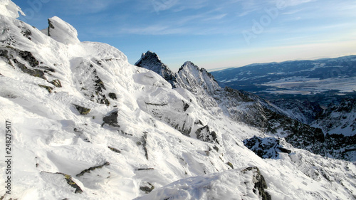 mountains in winter, Tatra mountains, view from Rysy
