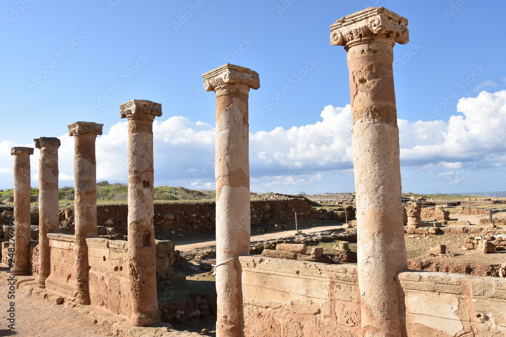 Ancient Ionic Colonnade on Mediterranean Sea, Paphos, Cyprus