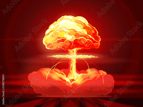 Nuclear explosion. Atomic bomb. Symbol of nuclear war, end of  world