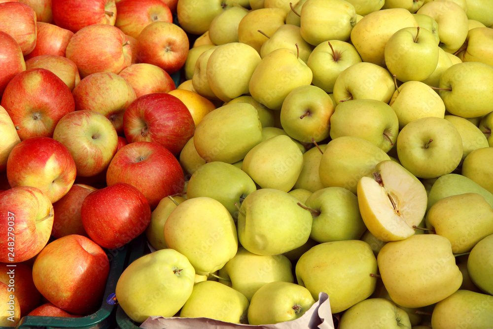 Fresh ripe red and green apples as background Fresh ripe red and green apples as background