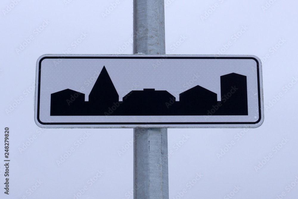 Highway motorway freeway expressway speedway sign with end of city urban sign Highway motorway freeway expressway speedway sign with end of city urban sign