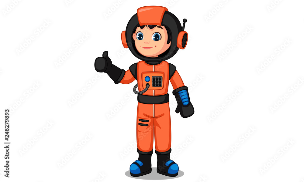 Cute little astronaut kid showing thumb vector illustration Cute little astronaut kid showing thumb vector illustration