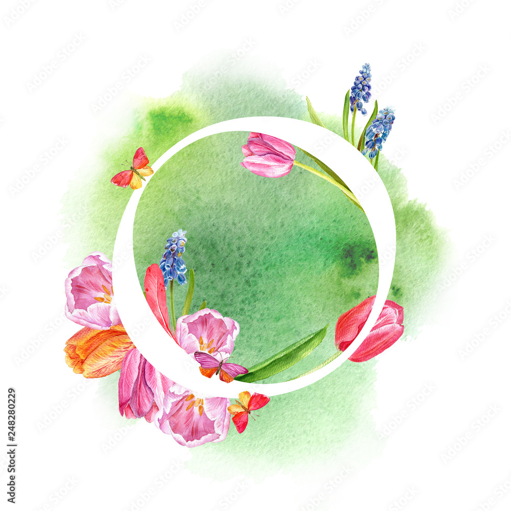 Letter O. A letter of the alphabet with spring flowers, muscari tulips, for invitations, cards, weddings and more. Letter O. A letter of the alphabet with spring flowers, muscari tulips, for invitations, cards, weddings and more.