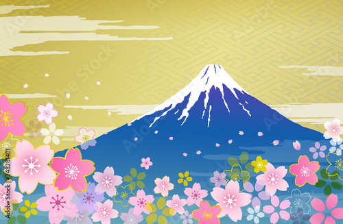 Fuji and cherry blossoms