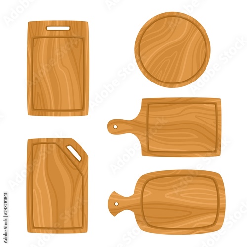 Vector set of cartoon cutting board isolated on white background