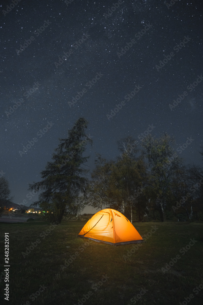 Camping at night in New Zealand