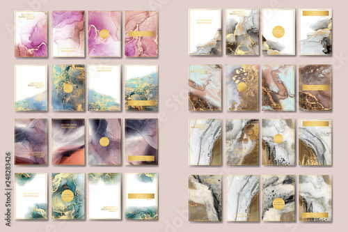  liquid marble with gold. flyer, business card, flyer, brochure, poster, for printing. trend vector