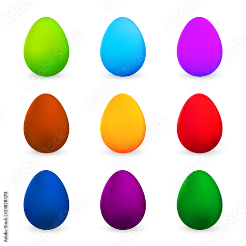 Colorful Easter eggs set on white background. Vector illustration