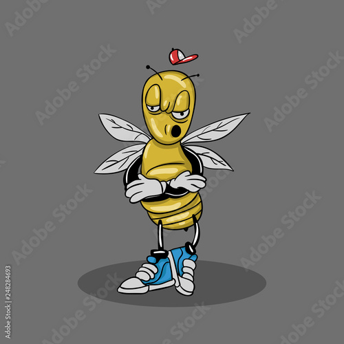 cool hiphop bee isolated