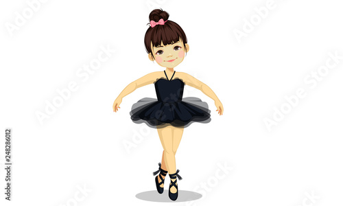 Cute little ballerina girl in black tutu dress 2