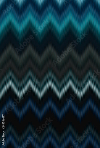 Chevron zigzag wave blue da...