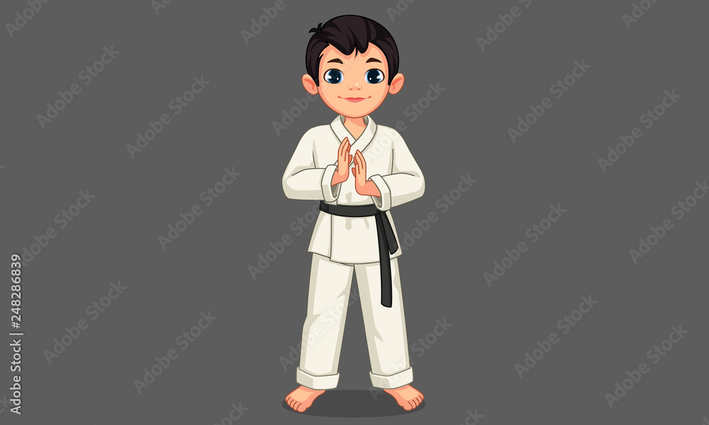 Cute little karate boy