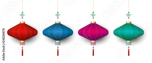 Set of lantern, design for chinese holiday, vector illustration.	