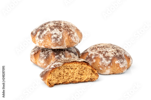 Traditional russian gingerbread isolated on white background.