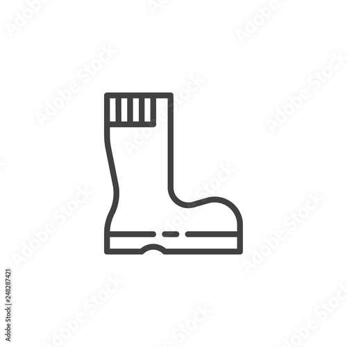 Protective rubber boot line icon. linear style sign for mobile concept and web design. Waterproof boot outline vector icon. Symbol, logo illustration. Pixel perfect vector graphics